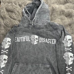 Beautiful Disaster Gray Hoodie, Medium
